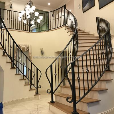 China Easily Assembled Decorative Interior Wrought Iron Handrails Stair Railings for sale