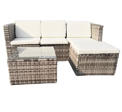 China BSCI Contemporary Light Gray Rattan Wicker Patio Sofa Set Modern Courtyard Garden Sectional Sofa for sale