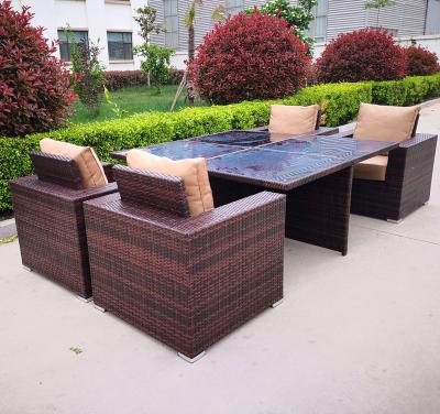 China All Weather Poly Rattan Cube Wicker Space Saving Patio Space Saving KD Dining Furniture for sale