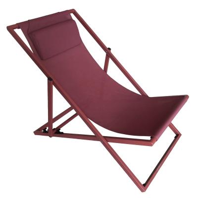 China Eco-friendly Cost-effective Apartment Deck Furniture Beach Lounger Sling Folding Packing Steel Deck Chairs for sale