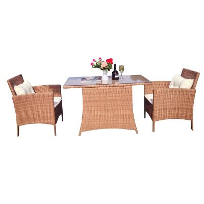 China 3 Pcs Outdoor Rattan Steel Wicker Furniture Garden Eco - Friendly Sets for sale