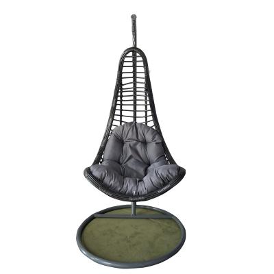 China Leisure Moon Shape Rattan Luxury Steel Egg Basket Chair Hanging Garden Set Patio Swings for sale