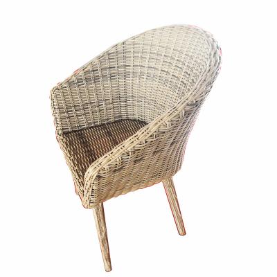 China Mail Order Durable KD Round Rattan Rope Dining Furniture Woodgrain Relax Restaurant Chair for sale