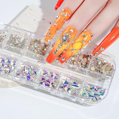 China Hot-selling High Quality Nail Art DIY Nail Art New Bling Flat Colored Back Rhinestone Decorative Diamond Nail Art Jewelry Various Shapes for sale