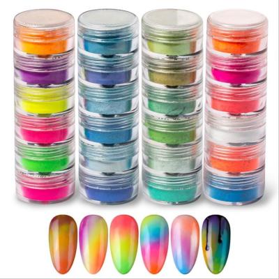 China Nail Art DIY 24 Color Dye Nail Powder Iridescent Glitter Colorful Ultrafine Halo Luminous Pearlescent High Gloss Powder Nails Dyes for sale