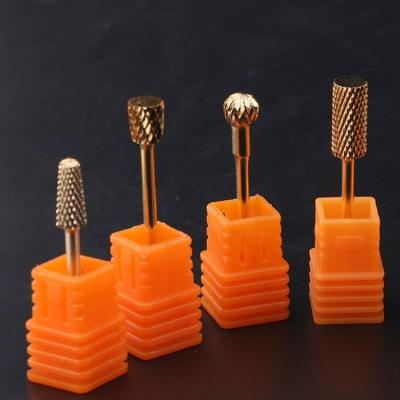 China Stainless Steel Nail Drill Bit Set Diamond Bit Gold Carbide Nail Drill Bits For Nails for sale