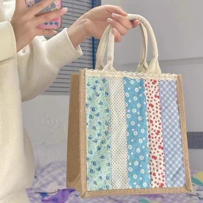 China Easy To Carry Professional China Factory Making Jute Bags Various Colors Pattern Flowers Cool Summer for sale