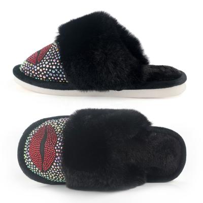 China 2021 Shoes, Ladies Slippers, Faux Fur Fashion Trend Bling Faux Fur Slippers Slippers For Winter for sale