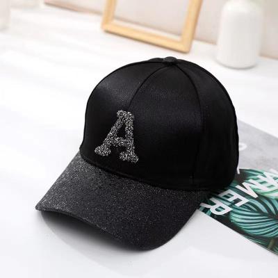 China Wholesale 2021 COMMON Letter A rhinestone baseball cap, bling hats baseball, rhinestone hats women for sale