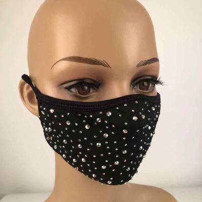 China Festival Decor 2020 Face Masks Customized Logo , Black Rhinestone Face Mask For Party Decoration for sale