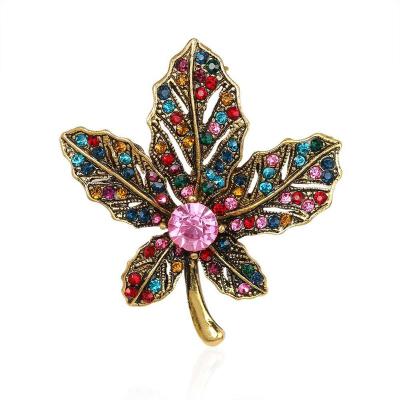 China 2019 New Fashionable Design Leaf Shape Brooches Women Brooches, Rhinestone Brooch Pins, Brooch Flower for sale