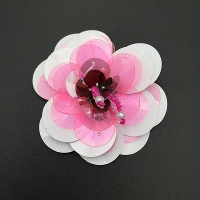 China 2021 wholesale new arrival 3D small 3d flower designs rhinestone sequin applique beaded patches for clothes for sale