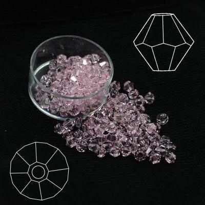 China Competitive wholesale lt pink color bicone beads, loose glass crystal beads for jewelry making for sale