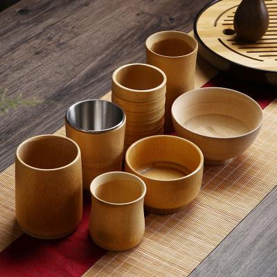 China Disposable 100% Natural Bamboo Mugs Cup Stainless Steel Thermo Bamboo Thermal Mug for sale