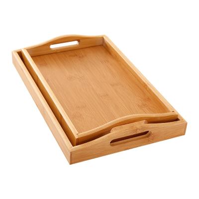 China Home Restaurant 100% Rectangle Natural Wood Tray Hotel Serving Trays Deradable Trays for sale