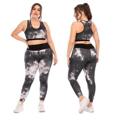 China Breathable Women Plus Size Tie Dye High Waist Workout Sets 2021 Yoga Fitness Tracksuits Sets for sale