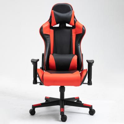 China 50MM Black And White PU Wheel Racing Chair With Headrest And Lumbar Support Adult Gaming Chair With Speakers for sale