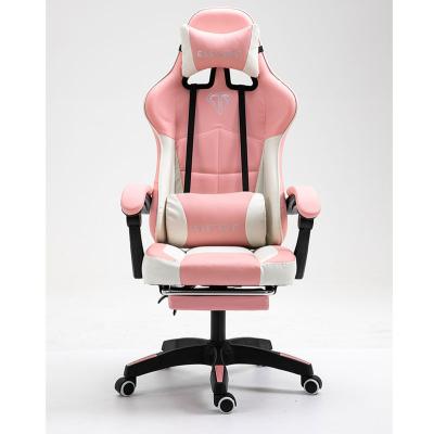 China Steering Wheel Gaming Spinning Chair For Women Leg Extend Gamer Computer Girl Gaming Chair for sale