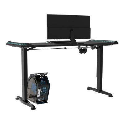 China Height Adjustable Carbon Fiber Surface Gamer Desk with Monitor Stand, Ergonomic Lift Gaming Desk for sale