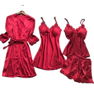 China Hot QUICK DRY satin nightgown sleepwear 2022 sale set woman pijamas de navidad silver long robe christmas pajamas women pajamas for sale