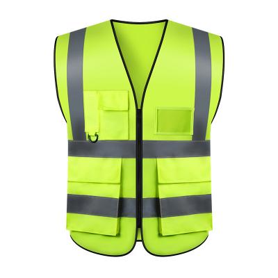 China Multi-pocket Zipper Work Vest Construction Site Construction Road Safety Advanced Reflective Coveralls for sale