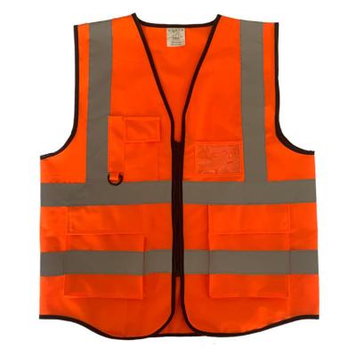 China Multi-pocket Zipper Work Vest Construction Site Construction Road Safety Advanced Reflective Coveralls for sale