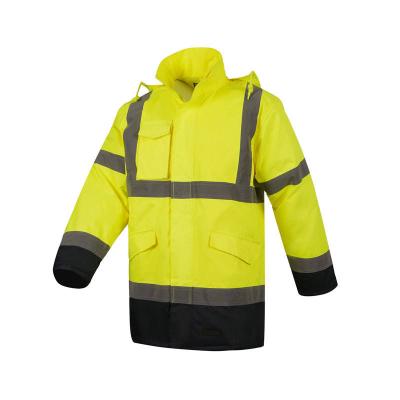 China LuckyPeak Winter Safety Work Clothing Anti-Static Fluorescent Warning Overall Work Clothes Jacket with Warm Hat, High-Visibility Clothing for sale