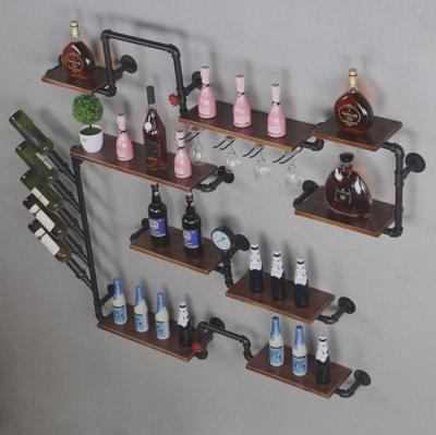 China Retro Style Industrial Water Pipe Shelf Industrial Pipe Rustic Wooden Floating Shelf for sale