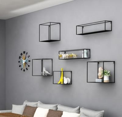 China 2020 Hot Sale Living Room Home Simple Modern Line Handmade Wall Shelf Rack for sale