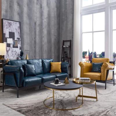 China Leather Sofa (Other) New Design Adjustable Italian Design With Special Stitching And Metal Leg Leather Sofa Set for sale