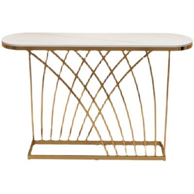 China Simple Rock Dish Simple Italian Style Hallway In Stage Stand Shelf Console Table Luxury Modern Gold for sale