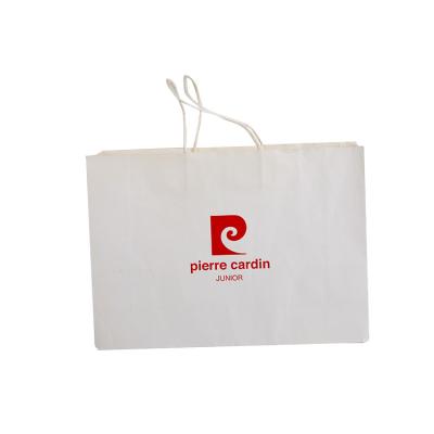 China Recyclable high quality white luxury custom logo brown kraft paper bags for clothes for sale