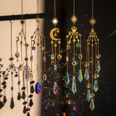 China Art Deco Hanging Witch k9 Crystal Wind Chimes Rainbow Moon Sun Catcher Decor for Home Indoor Window Assesories for sale