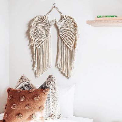 China Art Deco Wholesale Angel Wings Cotton Macrame Wall Hanging Tapestry Dream Catcher for Bedroom Adult Home Decor for sale