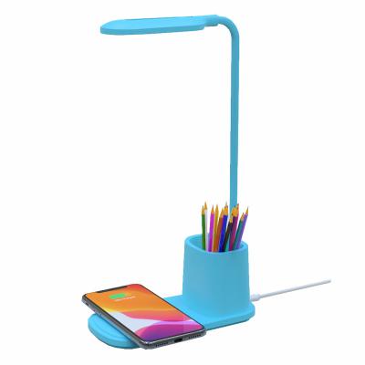 China Lighting/Phone Charger Lamp/Pen Stand 15W and Wireless Charger Desk Lamp with LED Desk Lamp 3 Color Wireless Mode with Wireless Charging for sale