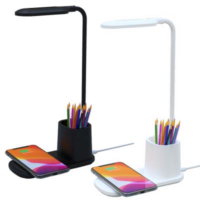 China New Arrival Lighting/Phone Charger/Pen Stand 15W Smart Wireless LED Lamp Desk Lamp With USB Wireless Charger 15w Wireless Charger With LED Desk Lamp for sale