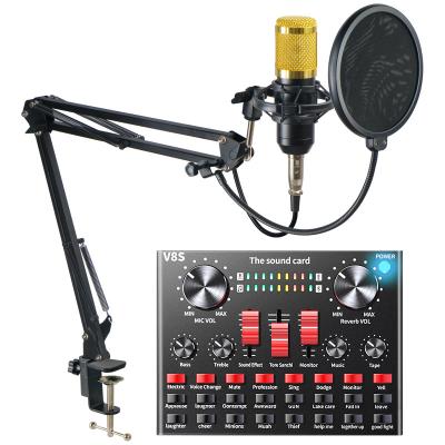 China Music V8S Live Usb Studio Sound Card USB Sound Card Set Audio Interface Sound Card With BM800 Microphone Live Sound Card Recording for sale