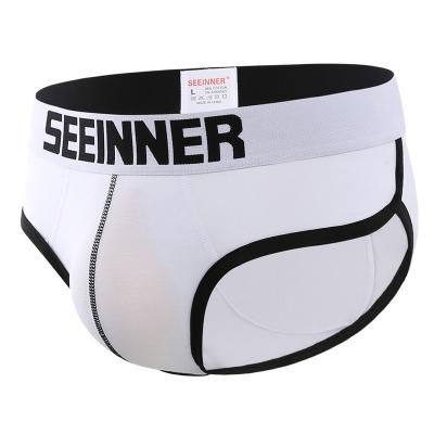 China Breathable male boxer briefs enhancement buldge padding enhancing briefs built in padded mens butt pads filler mens underwear for sale