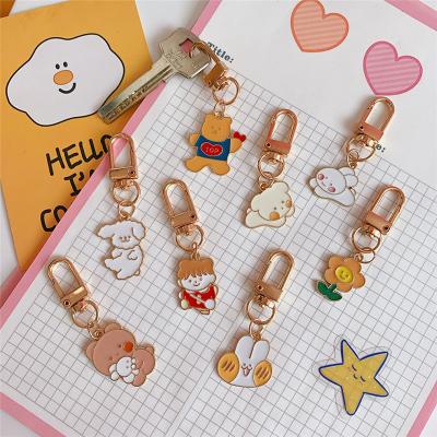 China Custom Cute Decorative Metal Pendant Car Cartoon Rabbit Style Promotion Gift Insti Key Chain Of Airpods for sale