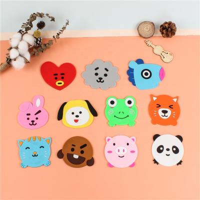 China Wholesale Custom Cute Stocked Mat Table Protector Cartoon Cup Animal Shape Kids Dining Coaster Pad for sale