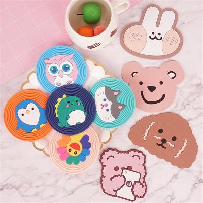 China Creative Cute Stocked Cartoon Insulation Household Table Mat Silicone Soft PVC Cup Coaster for sale