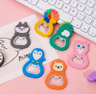 China Stocked Already In Stock Cartoon Style Soft PVC Bottle Opener With Magnet for sale