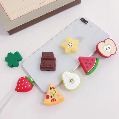 China MP3/MP4 Player 13 Designs Cute Silicone Fruit Shapes Cable Bite Protector For Iphone for sale