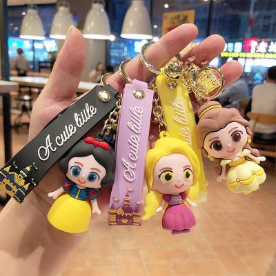 China Creative Cute Princess Silicone Soft Lovely Cartoon 3D Gift Slicone Souvenir PVC Key Chain for sale