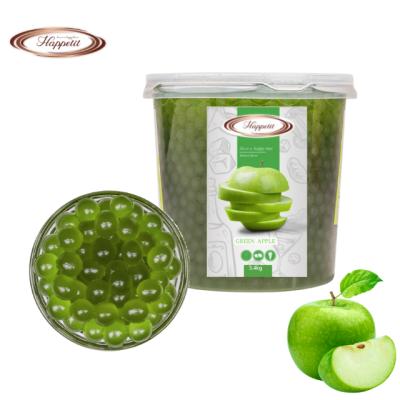 China Made in Taiwan Wholesaler Bubble Milk Tea Topping Supply For Green Apple Popping Boba Round for sale