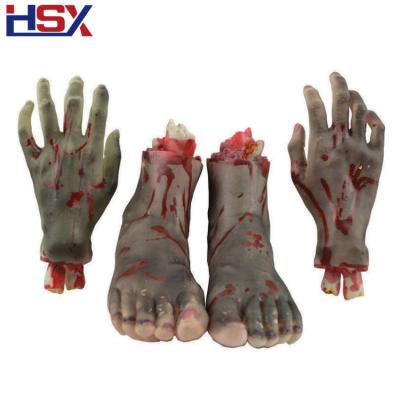 China Wholesale Realistic Creepy Creepy Latex Horror Bloody Hands Prop Decoration Halloween Prop for sale