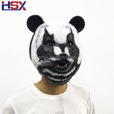 China Newest Halloween Masquerade Printing Latex Fantastic Panda Mask Host Funny Realistic Hand Made Carnival Costume for sale