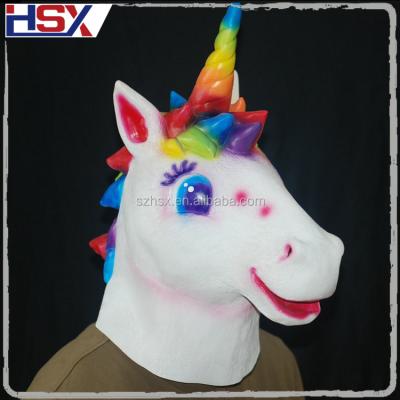 China Newest Realistic Printing Unicorn Mask - Realistic Latex Halloween Animal Head Mask - Funny Carnival Party Costume for sale