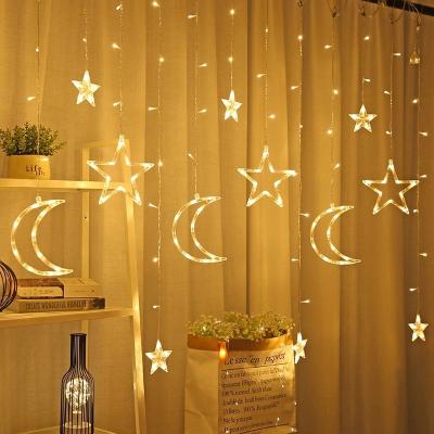 China Fairy Star Curtain Lights LED Icicle Moon Lamp Curtain String Lights Garland Christmas Lights Decor for Room Home Wedding Party Window Decor for sale