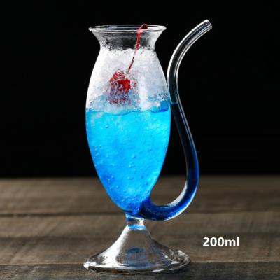 China Hot Sale 300ml Eco-friendly Heat Resistant Glass Mug Vampire Juice Cocktail Red Wine Glass Cup With Drinking Tube for sale